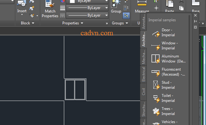Chèn block với Tool Palette trong autocad