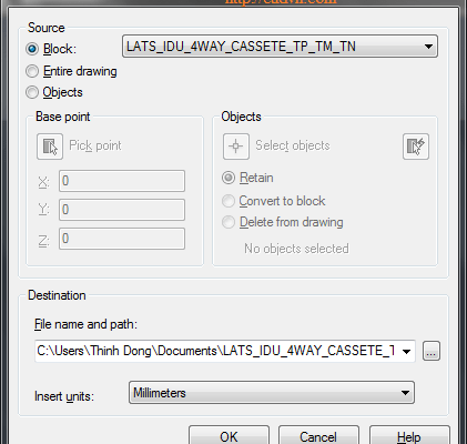 Lưu block thành file để sử dụng cho bản vẽ khác