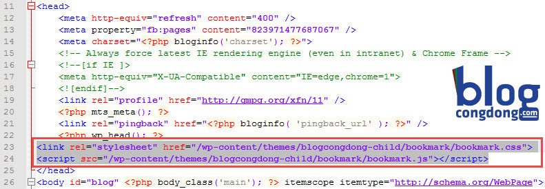 Tạo nút click để đánh dấu trang (Bookmark) lên trình duyệt cho web