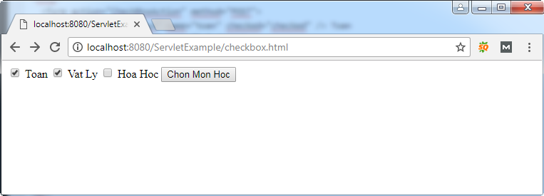 Ví dụ truyền CheckBox trong Servlet
