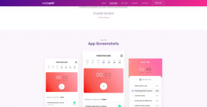 Landing page Movapp giới thiệu sản phẩm hồng tím